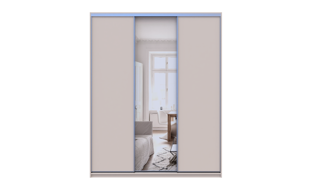 Kleiderschrank Doros City Light Schiebetüren Kaschmir mit Spiegel 3 Türen 180x60x225 (80736371)
