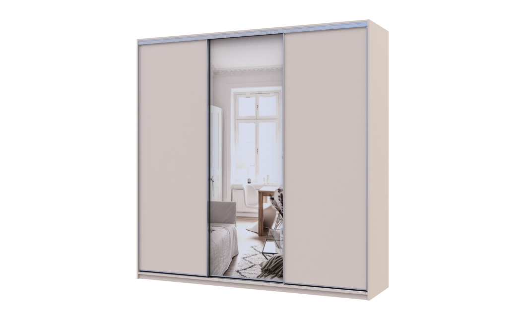 Kleiderschrank Doros City Light Schiebetüren Kaschmir mit Spiegel 3 Türen 225x60x225 (80736383)