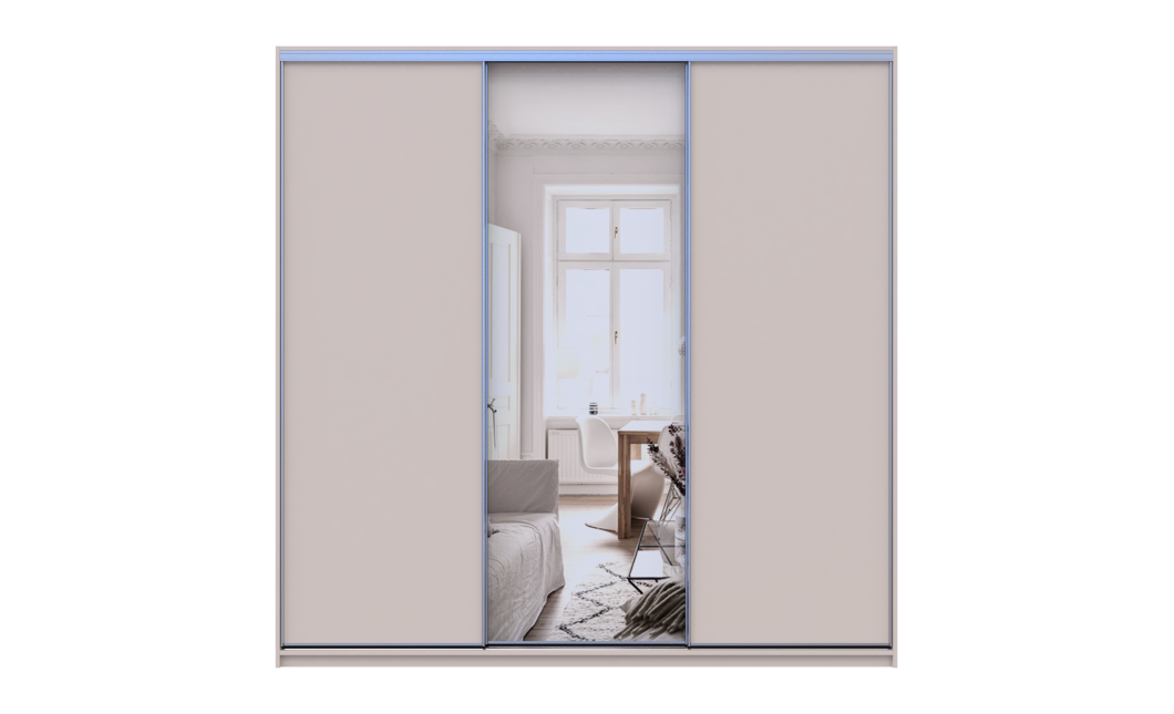 Kleiderschrank Doros City Light Schiebetüren Kaschmir mit Spiegel 3 Türen 225x60x225 (80736383)