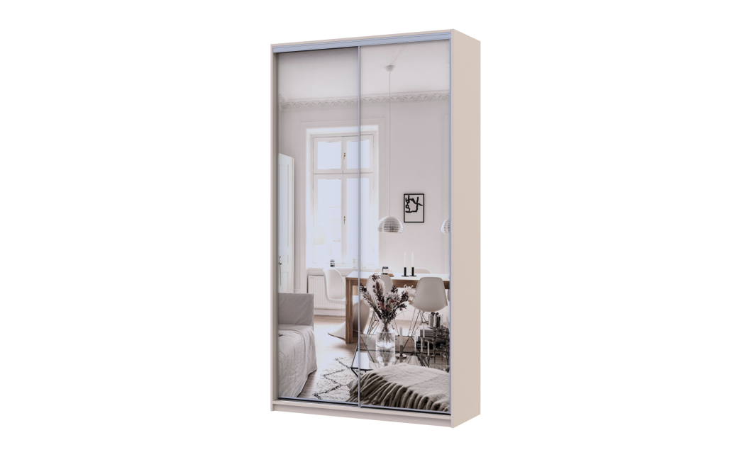 Kleiderschrank Doros City Schiebetüren Kaschmir mit Spiegel 2 Türen 120x45x225 (80736344)