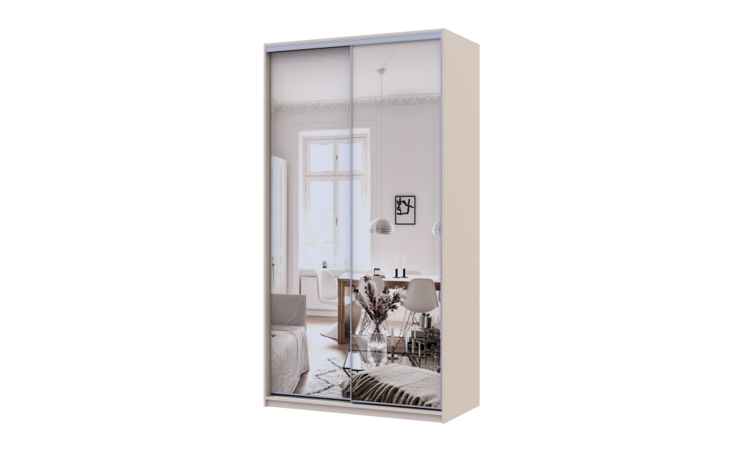 Kleiderschrank Doros City Light Schiebetüren Kaschmir mit Spiegel 2 Türen 120x60x225 (80736341)
