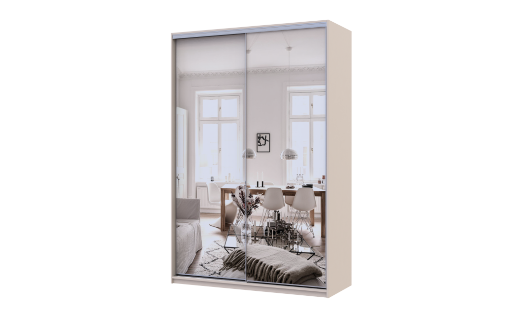 Kleiderschrank Doros City Light Schiebetüren Kaschmir mit Spiegel 2 Türen 150x60x225 (80736359)