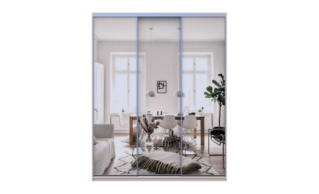 Kleiderschrank Doros City Light Schiebetüren Kaschmir mit Spiegel 3 Türen 180x60x225 (80736374)