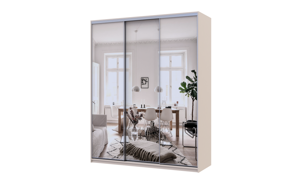 Kleiderschrank Doros City Light Schiebetüren Kaschmir mit Spiegel 3 Türen 180x60x225 (80736374)