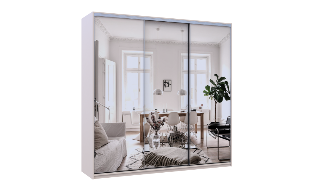 Kleiderschrank Doros City Light Schiebetüren Kaschmir mit Spiegel 3 Türen 225x60x225 (80736386)