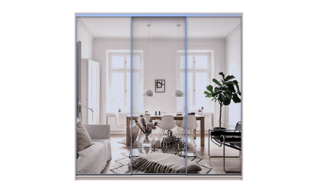 Kleiderschrank Doros City Light Schiebetüren Kaschmir mit Spiegel 3 Türen 225x60x225 (80736386)