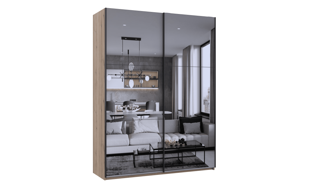 Kleiderschrank Doros G-Caiser Schiebetüren Ewok Eiche mit Glas 180x60x240 (80737752)