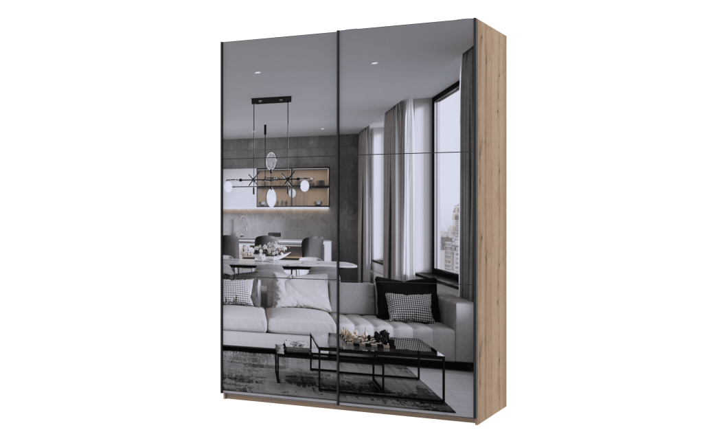 Kleiderschrank Doros G-Caiser Schiebetüren Ewok Eiche mit Glas 180x60x240 (80737752)