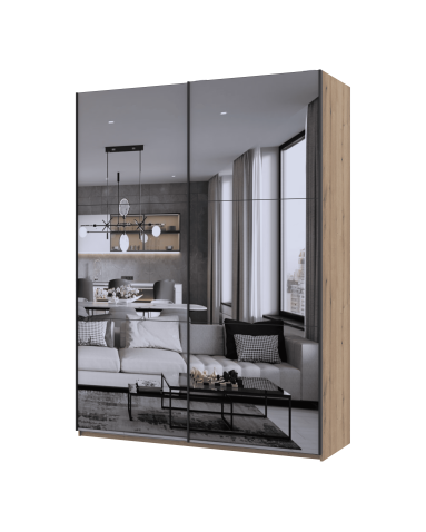 Kleiderschrank Doros G-Caiser Schiebetüren Ewok Eiche mit Glas 180x60x240 (80737752)