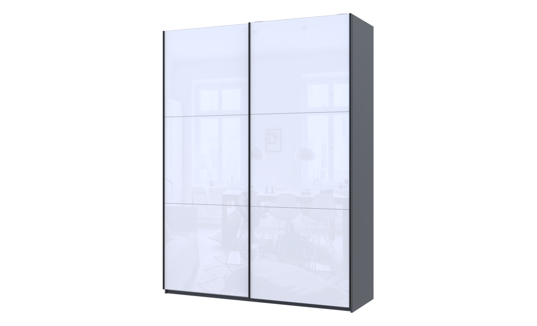 Kleiderschrank Doros G-Caiser Schiebetüren Graphitgrau / Weiß 2 Türen 180x60x240 (44900263)