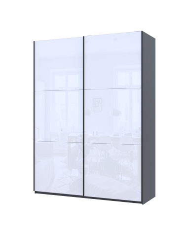 Kleiderschrank Doros G-Caiser Schiebetüren Graphitgrau / Weiß 2 Türen 180x60x240 (44900263)