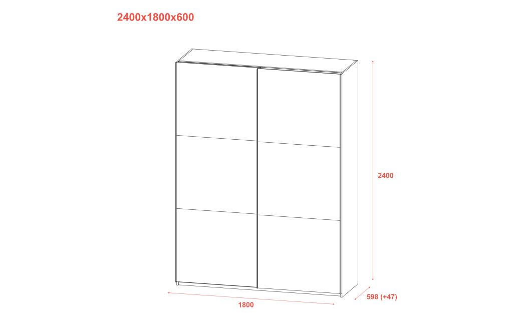 Kleiderschrank Doros G-Caiser Schiebetüren Graphitgrau / Weiß 2 Türen 180x60x240 (44900263)