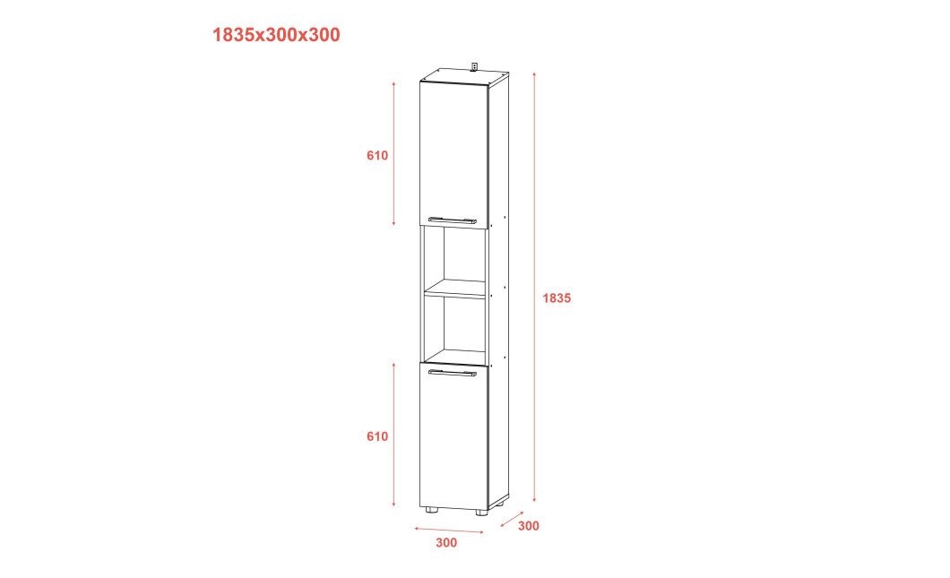 Schrank Doros Mira Weiß 183,5x30x30 (41510126)