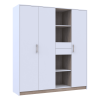 Drehtürenschrank Doros Austin Weiß / Sonoma Eiche 3 Türen 2 Schubladen 178,8x51x205 (80737753)
