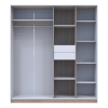 Drehtürenschrank Doros Austin Weiß / Sonoma Eiche 3 Türen 2 Schubladen 178,8x51x205 (80737753)