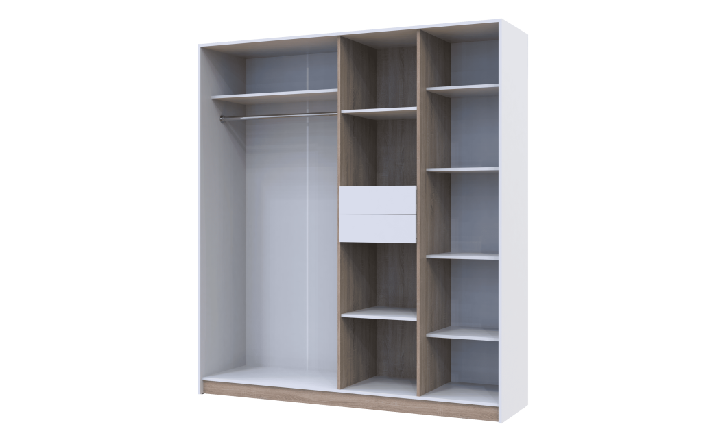 Drehtürenschrank Doros Austin Weiß / Sonoma Eiche 3 Türen 2 Schubladen 178,8x51x205 (80737753)
