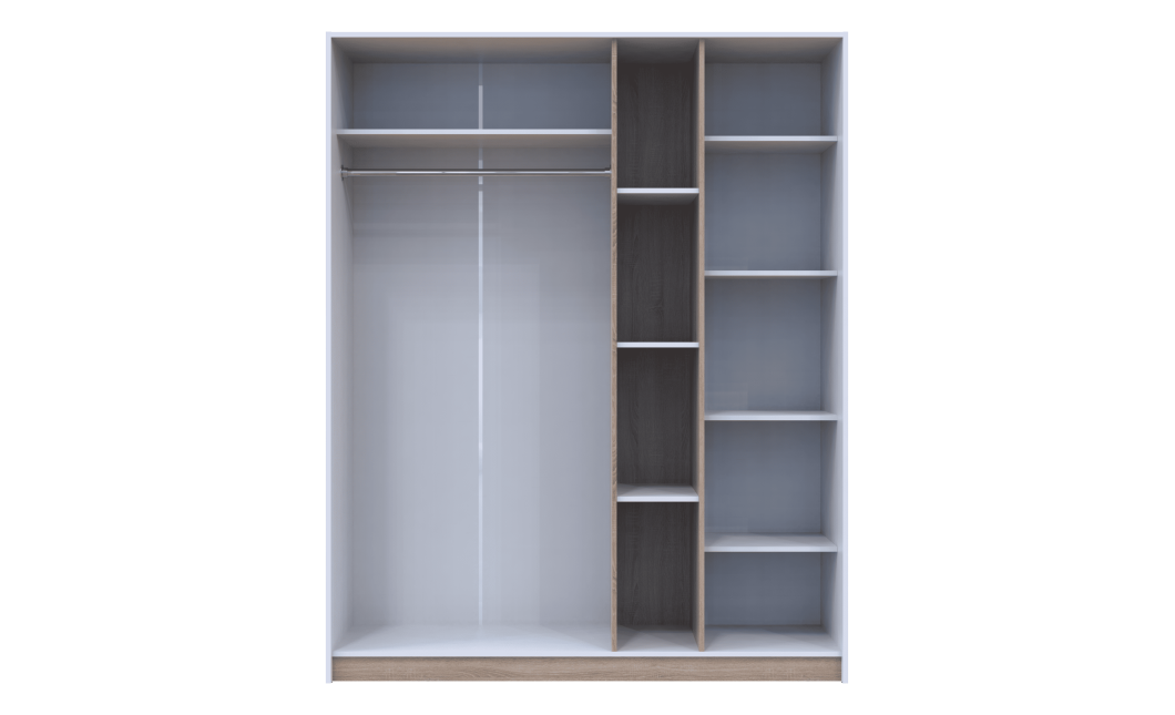 Drehtürenschrank Doros Austin Weiß / Sonoma Eiche 3 Türen 161x51x205 (80737754)