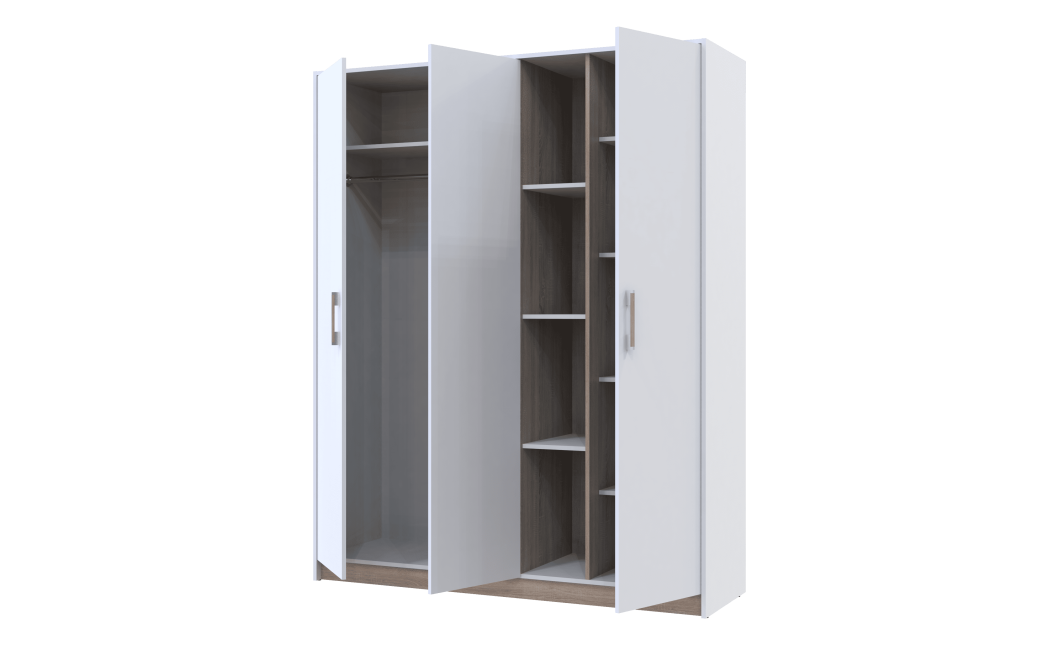 Drehtürenschrank Doros Austin Weiß / Sonoma Eiche 3 Türen 161x51x205 (80737754)