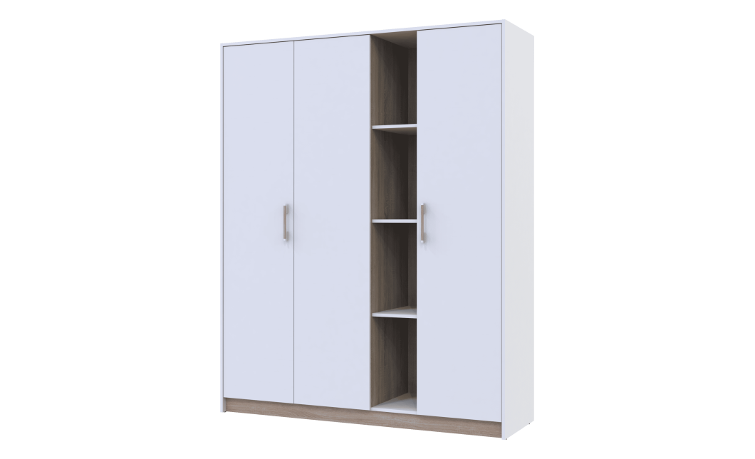 Drehtürenschrank Doros Austin Weiß / Sonoma Eiche 3 Türen 161x51x205 (80737754)