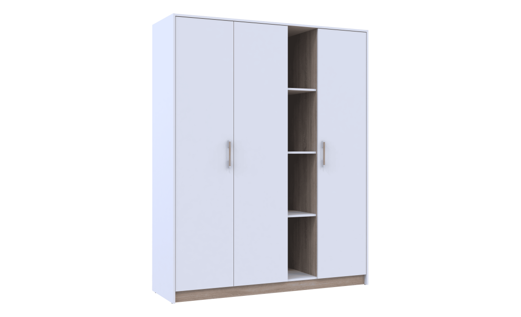 Drehtürenschrank Doros Austin Weiß / Sonoma Eiche 3 Türen 161x51x205 (80737754)