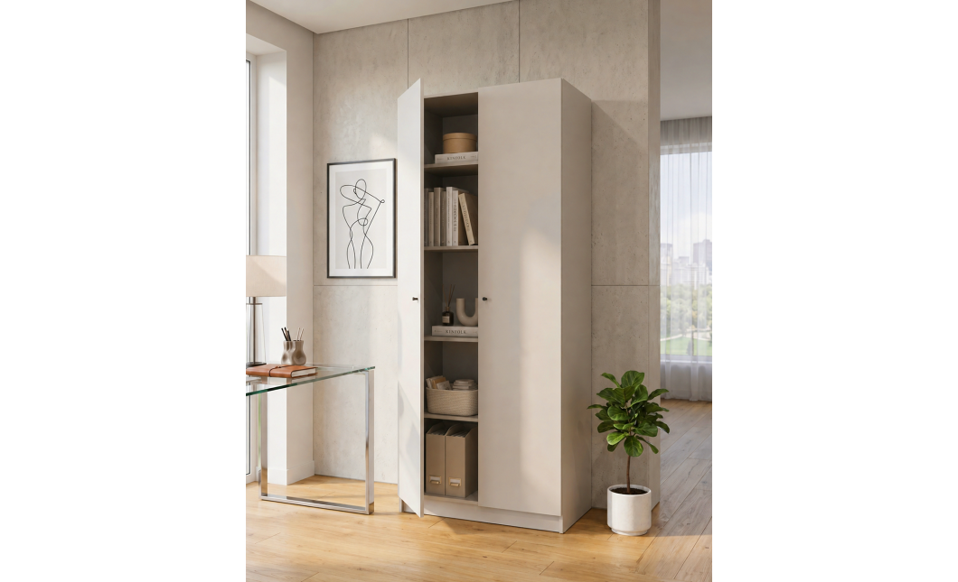 Kleiderschrank Doros Promo mit Drehtüren Kaschmir mit Böden 2 Türen 90x48x204 (80737670)