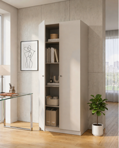 Kleiderschrank Doros Promo mit Drehtüren Kaschmir mit Böden 2 Türen 90x48x204 (80737670)