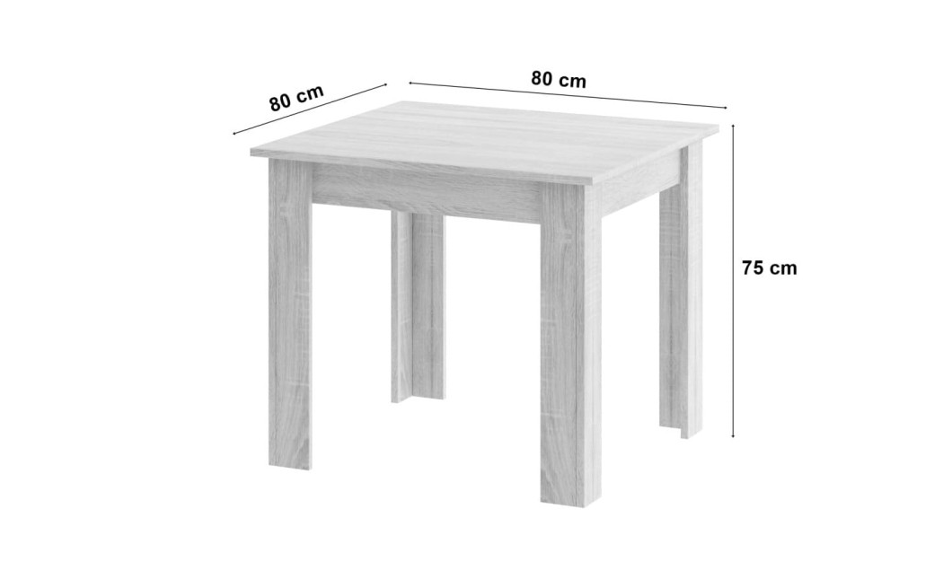 Tisch NP 80x80 Sonoma Eiche + Weiß (100153851)