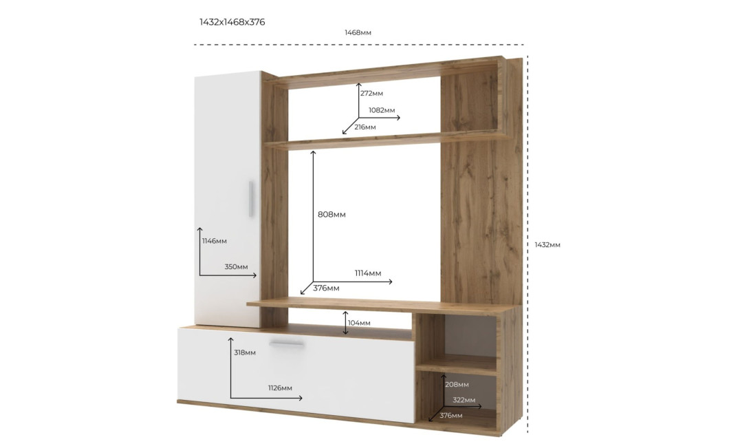 Kleiderschrank Doros Kona Tahoe/Weiß 151x40x147 (44900388)