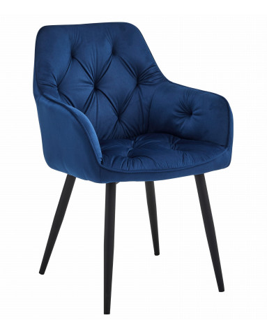 Stuhl JORK Samt Dunkelblau/Schwarz (10039381)