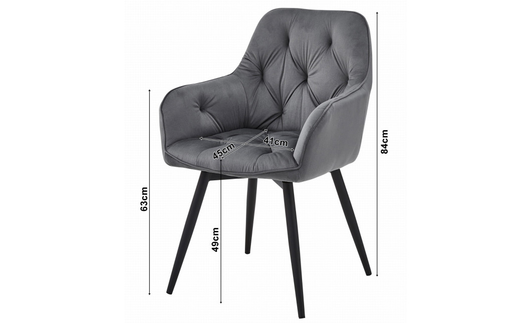 Stuhl JORK360 Samt Dunkelgrau/Schwarz (10039641)