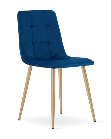 Stuhl KARA Samt Dunkelblau/Holzfarbe (10040381)