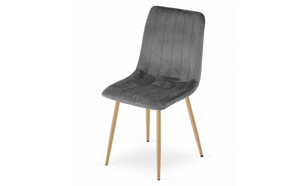 Stuhl LAVA Samt Dunkelgrau/Holzfarbe (10039141)