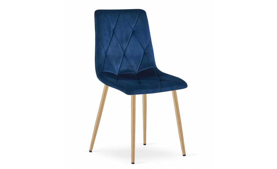 Stuhl LIBRA Samt Dunkelblau/Holzfarbe Beine (10039251)