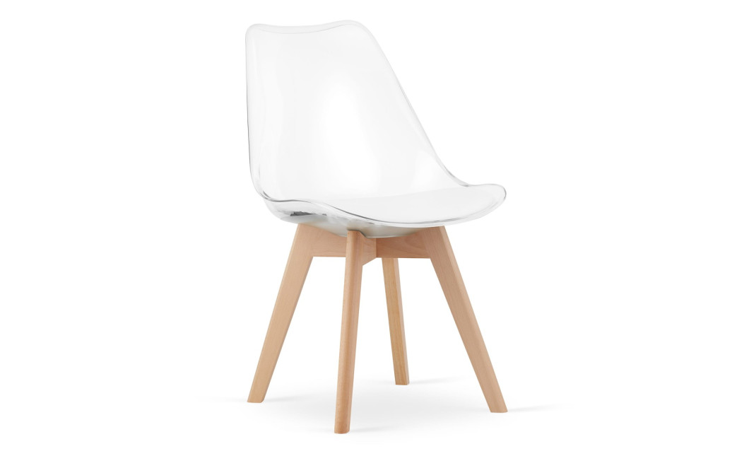 Stuhl MARK – transparent / naturfarbene Beine
