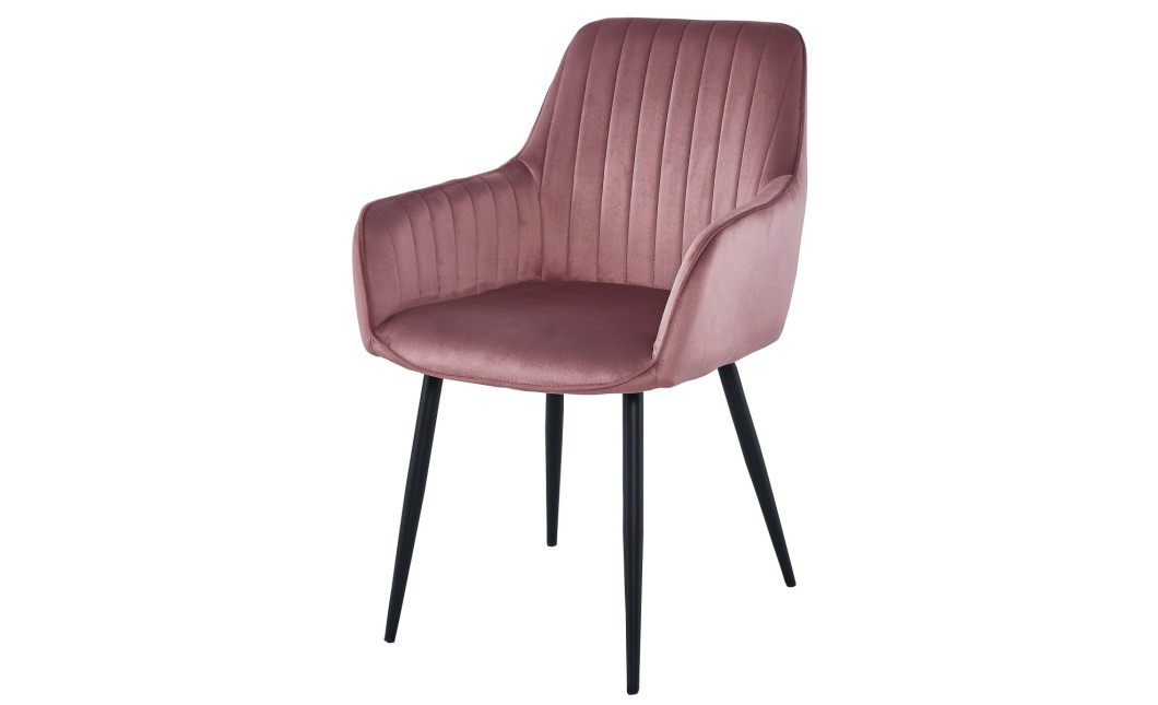 Stuhl SOLDEN – rosa Samt / schwarze Beine