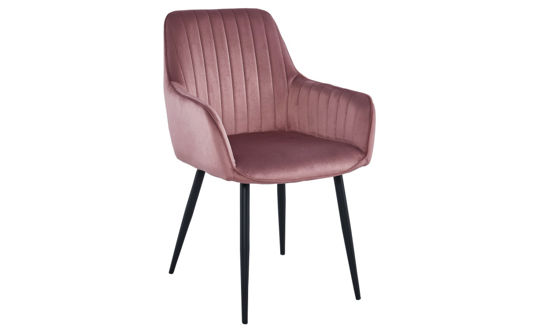 Stuhl SOLDEN – rosa Samt / schwarze Beine
