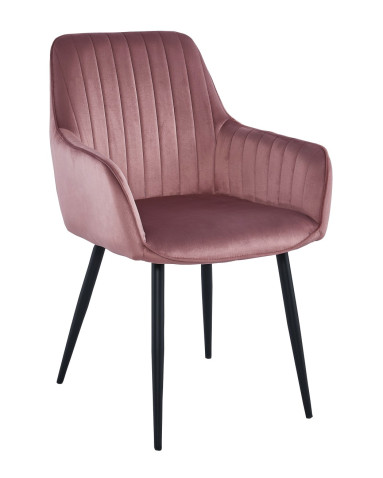 Stuhl SOLDEN – rosa Samt / schwarze Beine