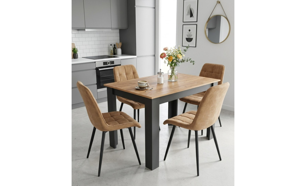 Stuhl SPLIT – brauner Samt / schwarze Beine