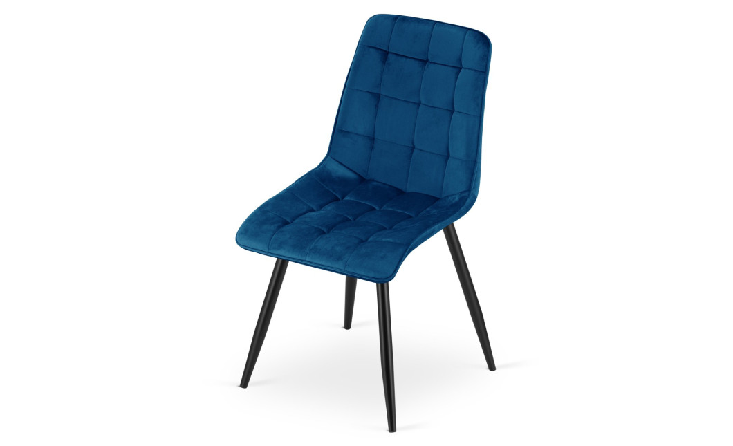 Stuhl SPLIT – dunkelblauer Samt / schwarze Beine