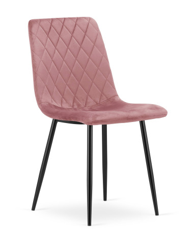 Stuhl TURIN Samt Rosa/Schwarze Beine (10040451)