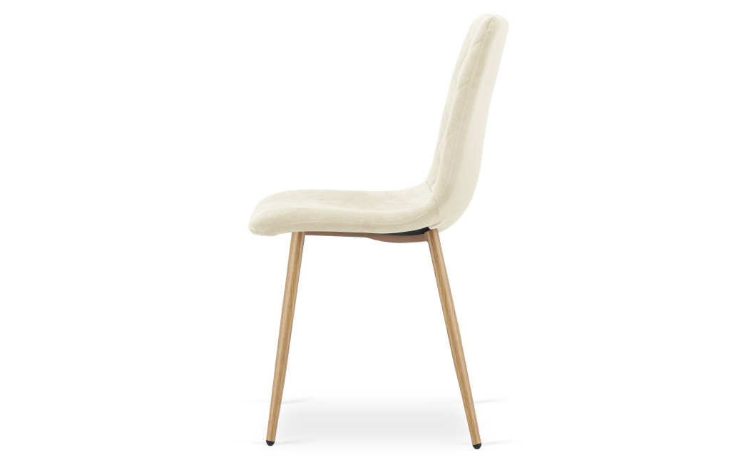 Stuhl TURIN Samt Hellbeige/Holzfarbe (10040331)