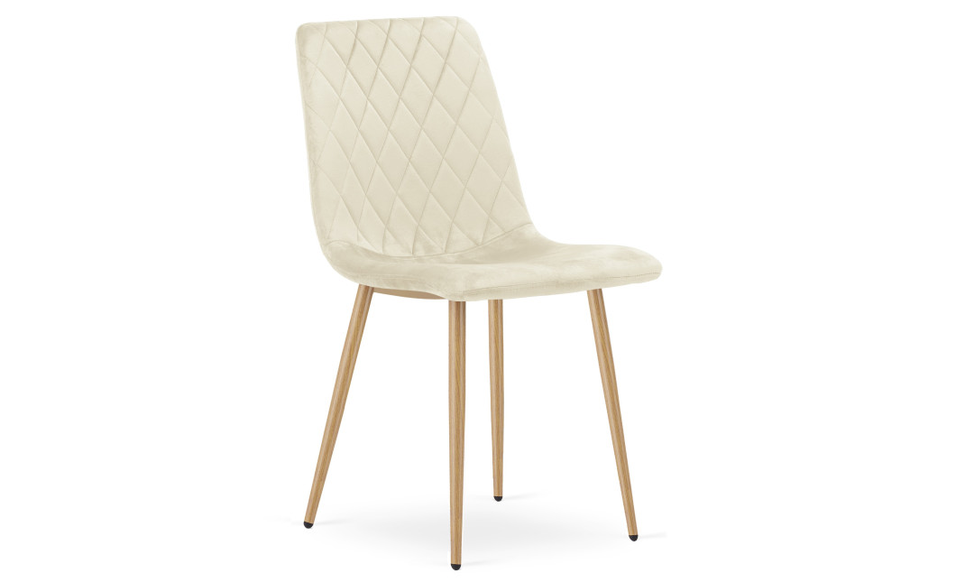 Stuhl TURIN Samt Hellbeige/Holzfarbe (10040331)