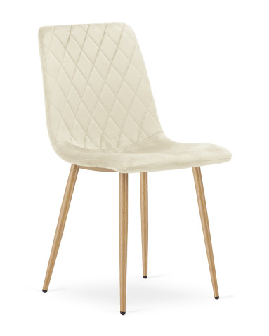 Stuhl TURIN Samt Hellbeige/Holzfarbe (10040331)