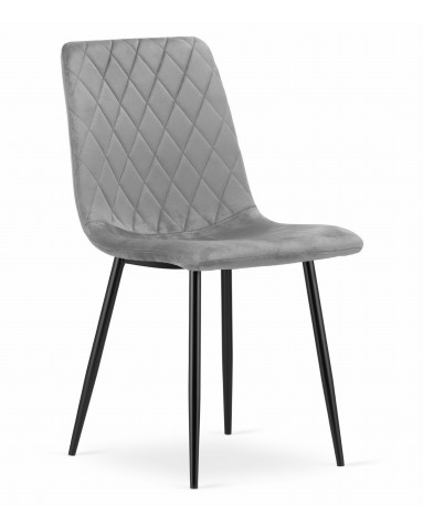 Stuhl TURIN Samt Hellgrau/Schwarze Beine (10038711)