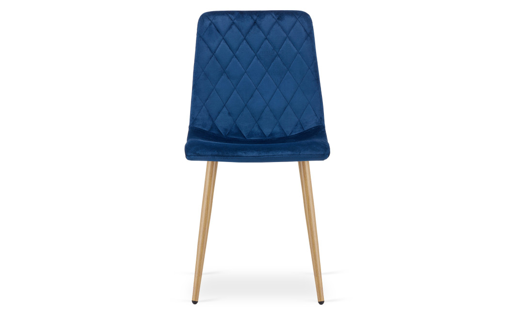 Stuhl TURIN Samt Dunkelblau/Holzfarbe (10040321)