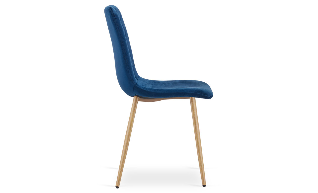 Stuhl TURIN Samt Dunkelblau/Holzfarbe (10040321)