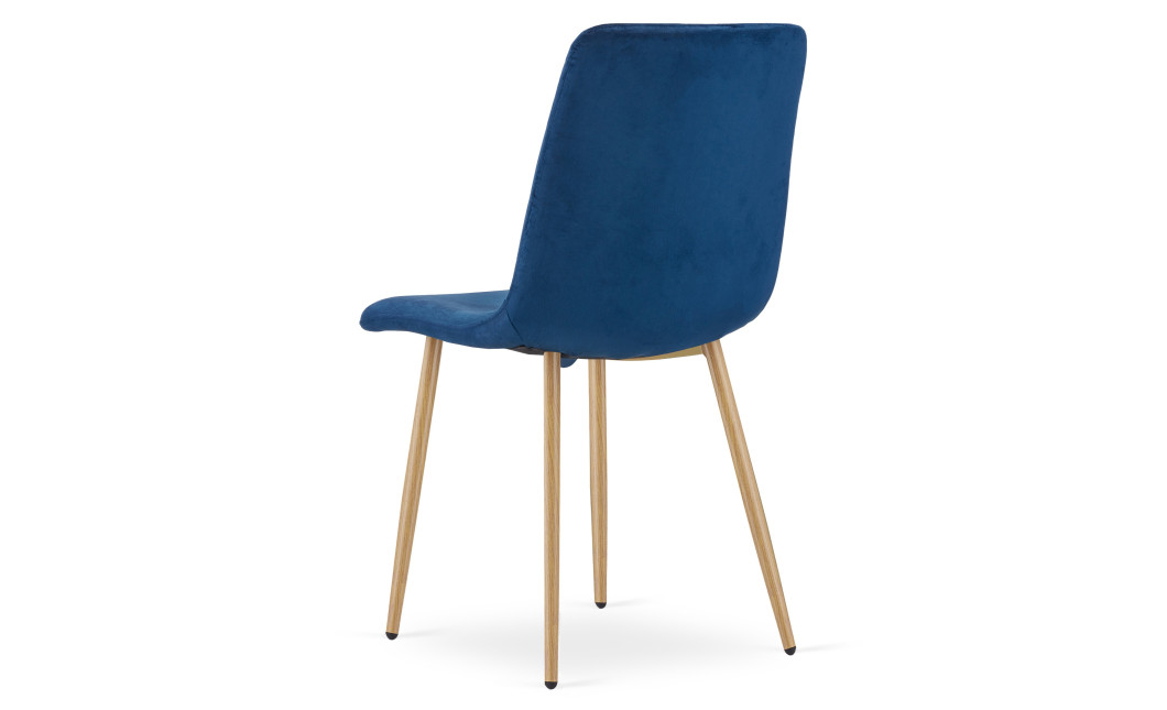 Stuhl TURIN Samt Dunkelblau/Holzfarbe (10040321)