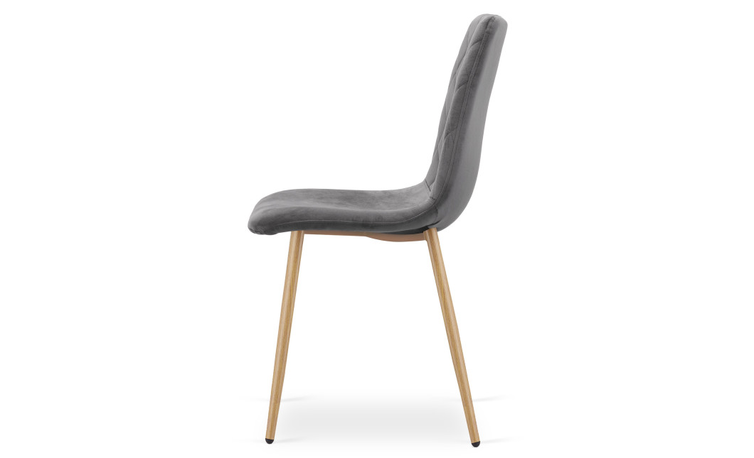 Stuhl TURIN Samt Dunkelgrau/Holzfarbe (10040291)
