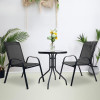 Gartenmöbel-Set ISLAND + SOFIA: runder Tisch 60 cm und 2 Stühle, dunkelgrau (10070023)