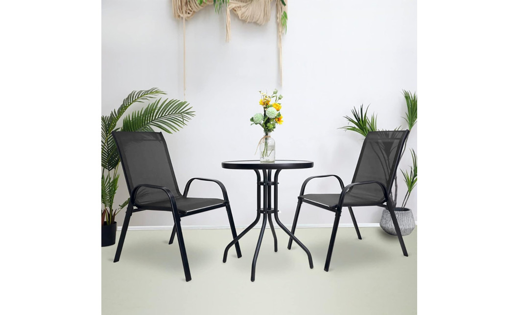Gartenmöbel-Set ISLAND + SOFIA: runder Tisch 60 cm und 2 Stühle, dunkelgrau (10070023)